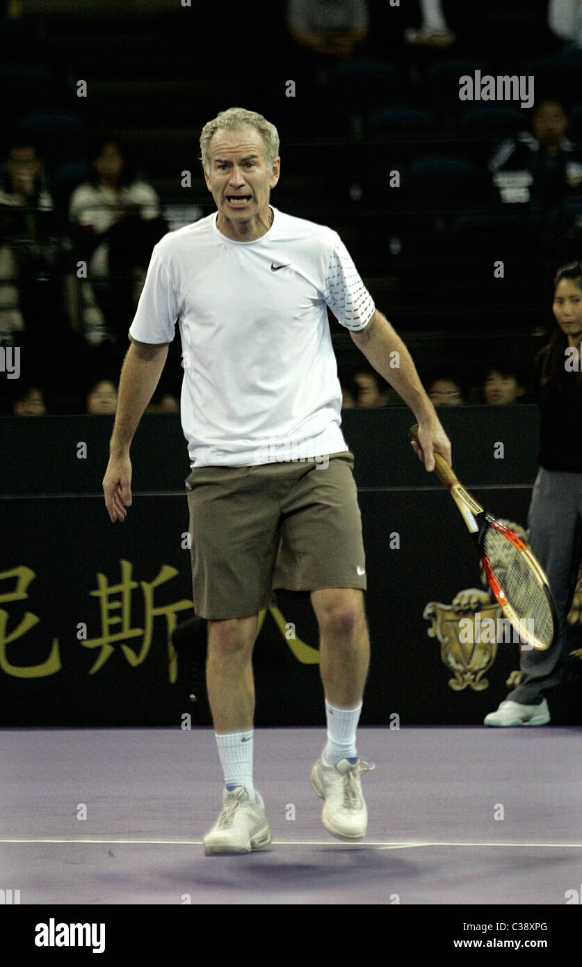 John McEnroe playing in a masters tournament in Macau Stock Photo