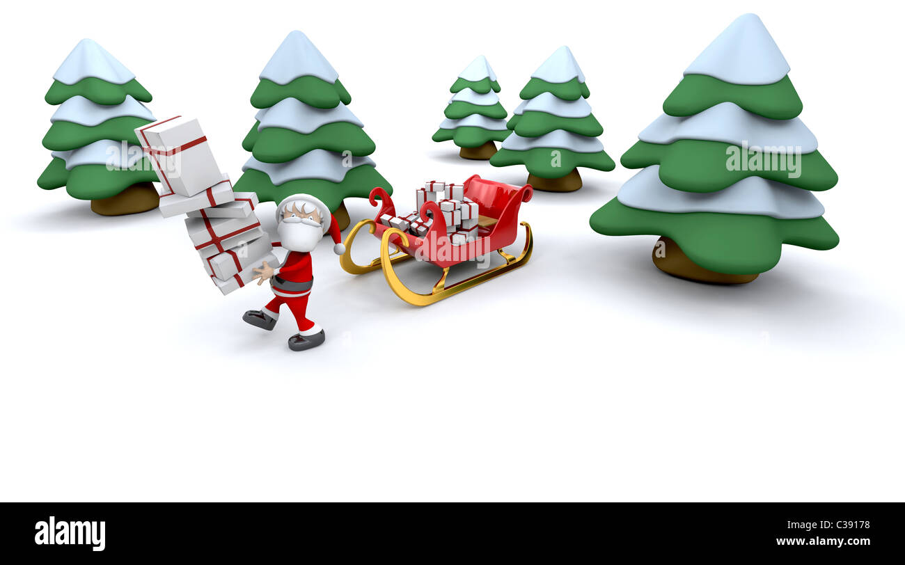 3d render of santa claus and gifts Stock Photo - Alamy