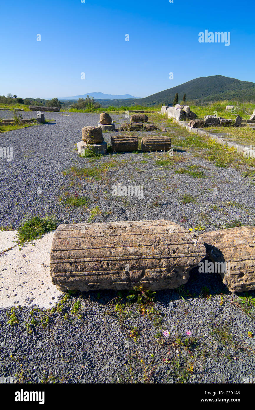 Ancient Greek ruins in Ancient Messini, Greece Stock Photo