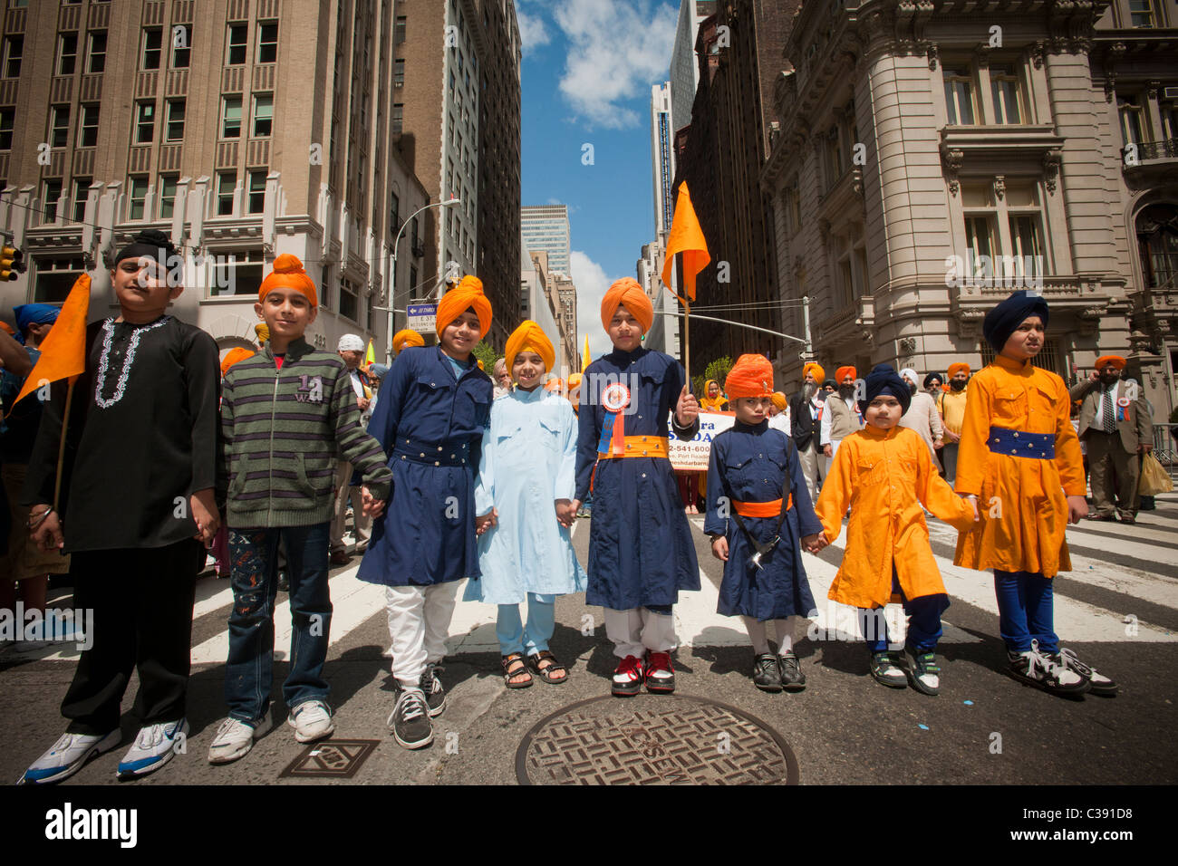 Thousands watch and participate in the 24th Annual Sikh Day Parade in New York Stock Photo Alamy