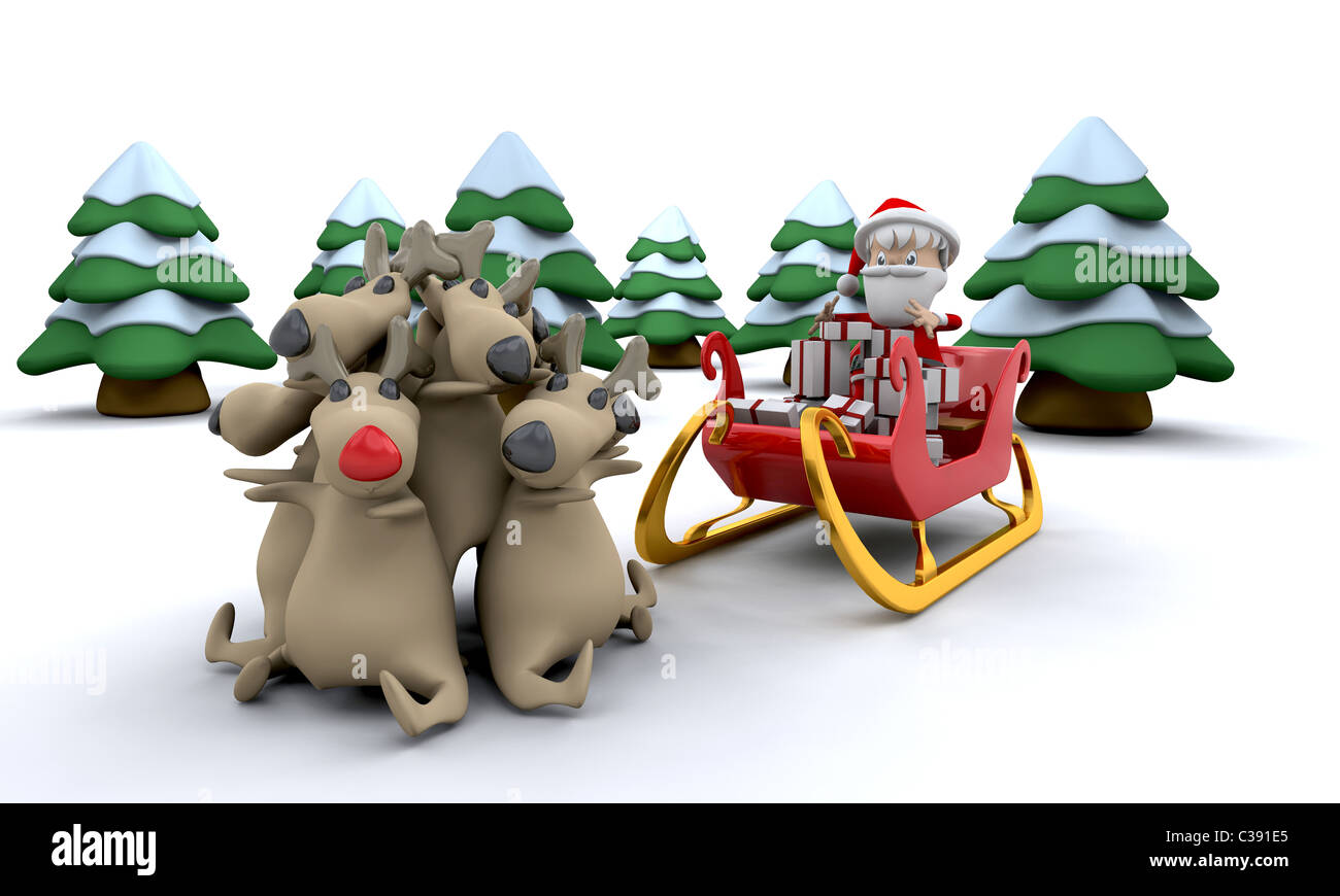3d render of santa claus and gifts Stock Photo - Alamy