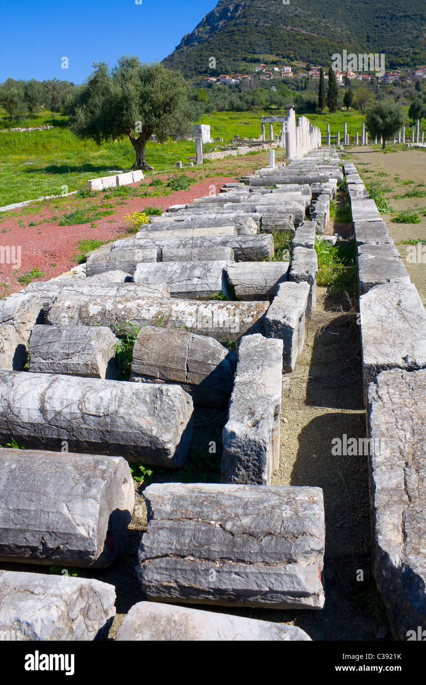 Ancient Greek ruins in Ancient Messini, Greece Stock Photo
