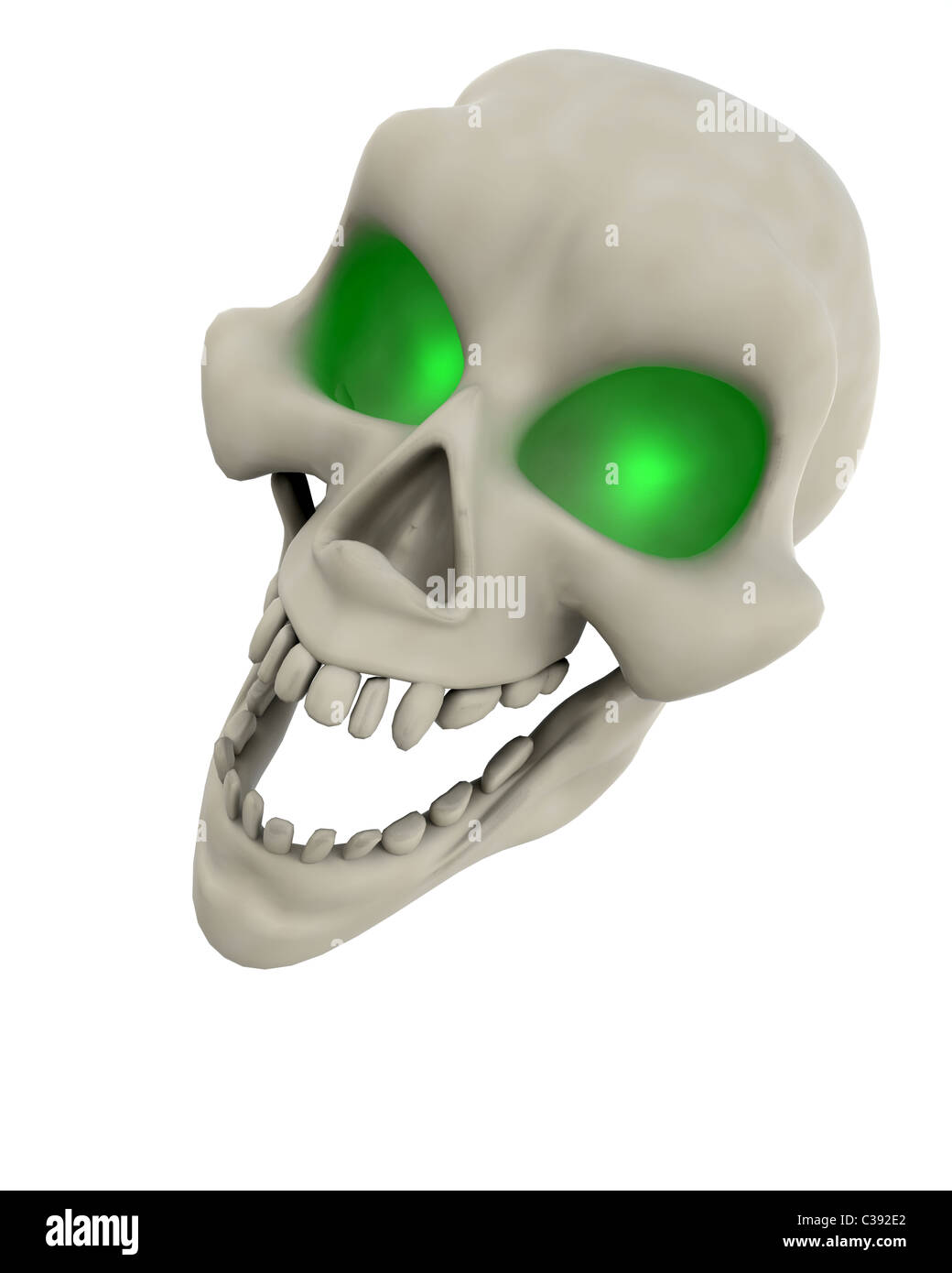 3D Render of a Halloween Evil Skull Head Stock Photo