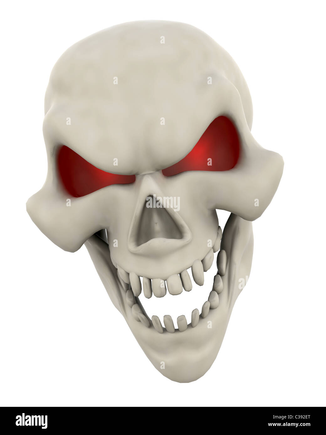 3D Render of a Halloween Evil Skull Head Stock Photo