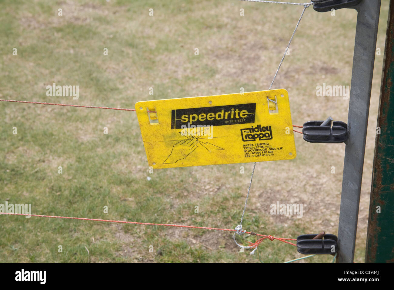 UK electric fence used to keep stock from straying Stock Photo Alamy