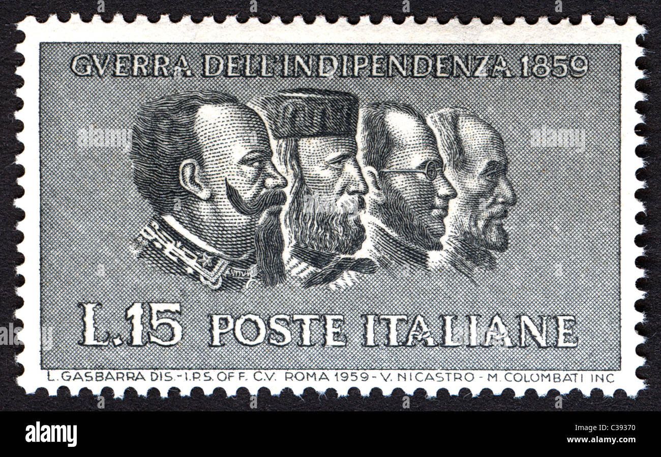 Italian Post Office, 1959, issue of the centenary of the War of Independence. Stock Photo