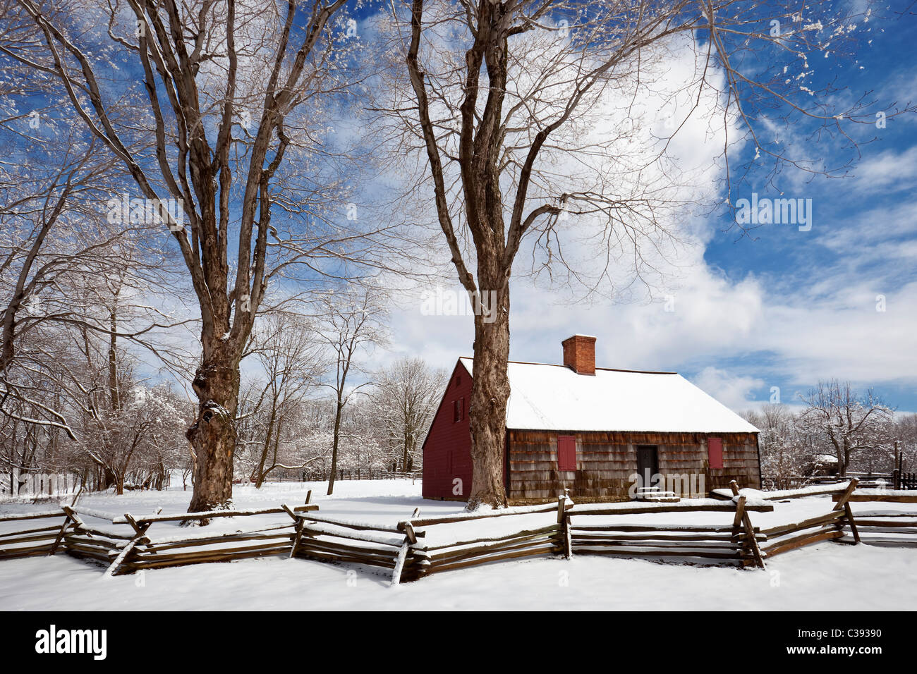 Tempe Wick Cabin, Jockey Hollow National Historical Park, Morristown, New Jersey Stock Photo