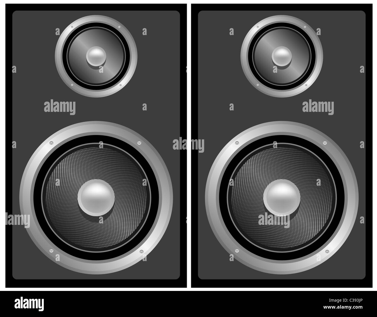 Set of Black and Grey Stereo Speakers Stock Photo Alamy