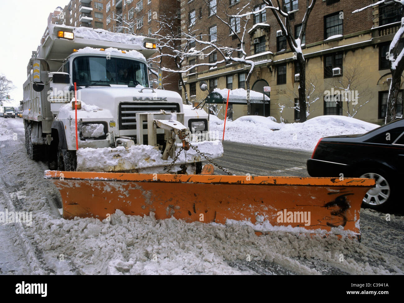 Snowplough Snowplow Plowing Street in New York City USA Stock Photo Alamy