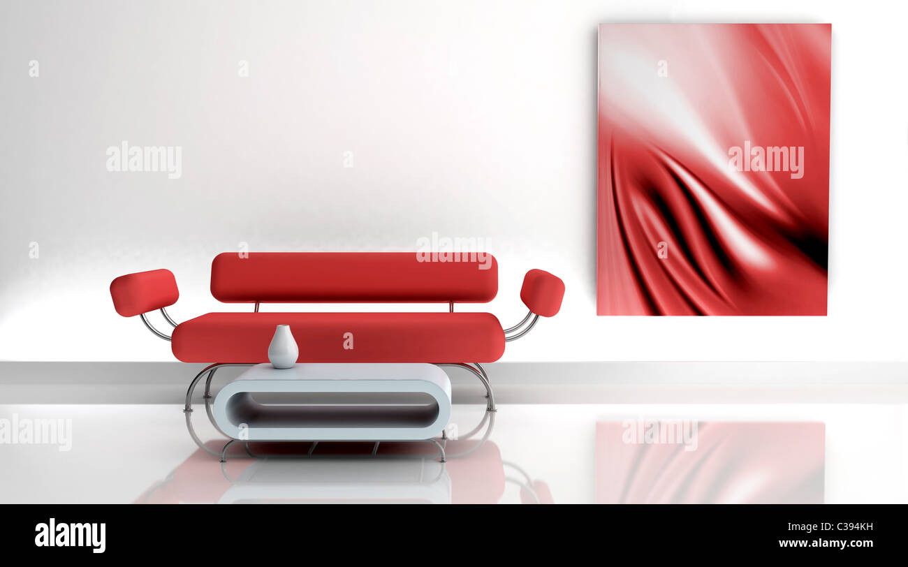 3d render of sofa in a contemporary room Stock Photo