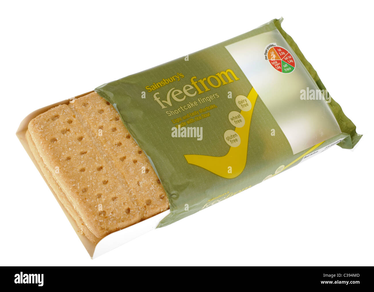 Packet of Sainsburys Freefrom free from gluten wheat and dairy shortcake fingers Stock Photo