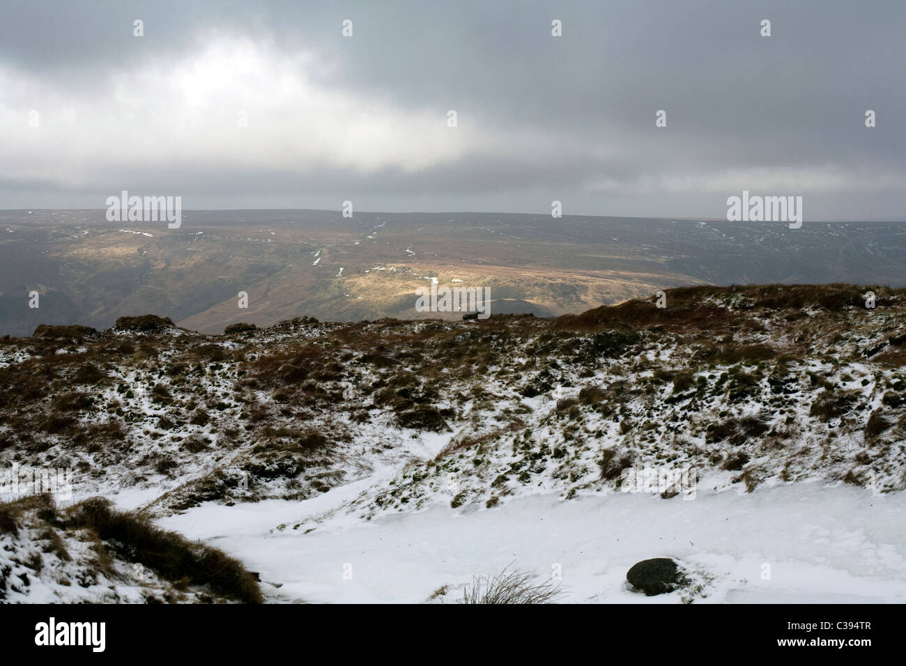 Winter landscape near Bleaklow  Derbyshire England Stock Photo