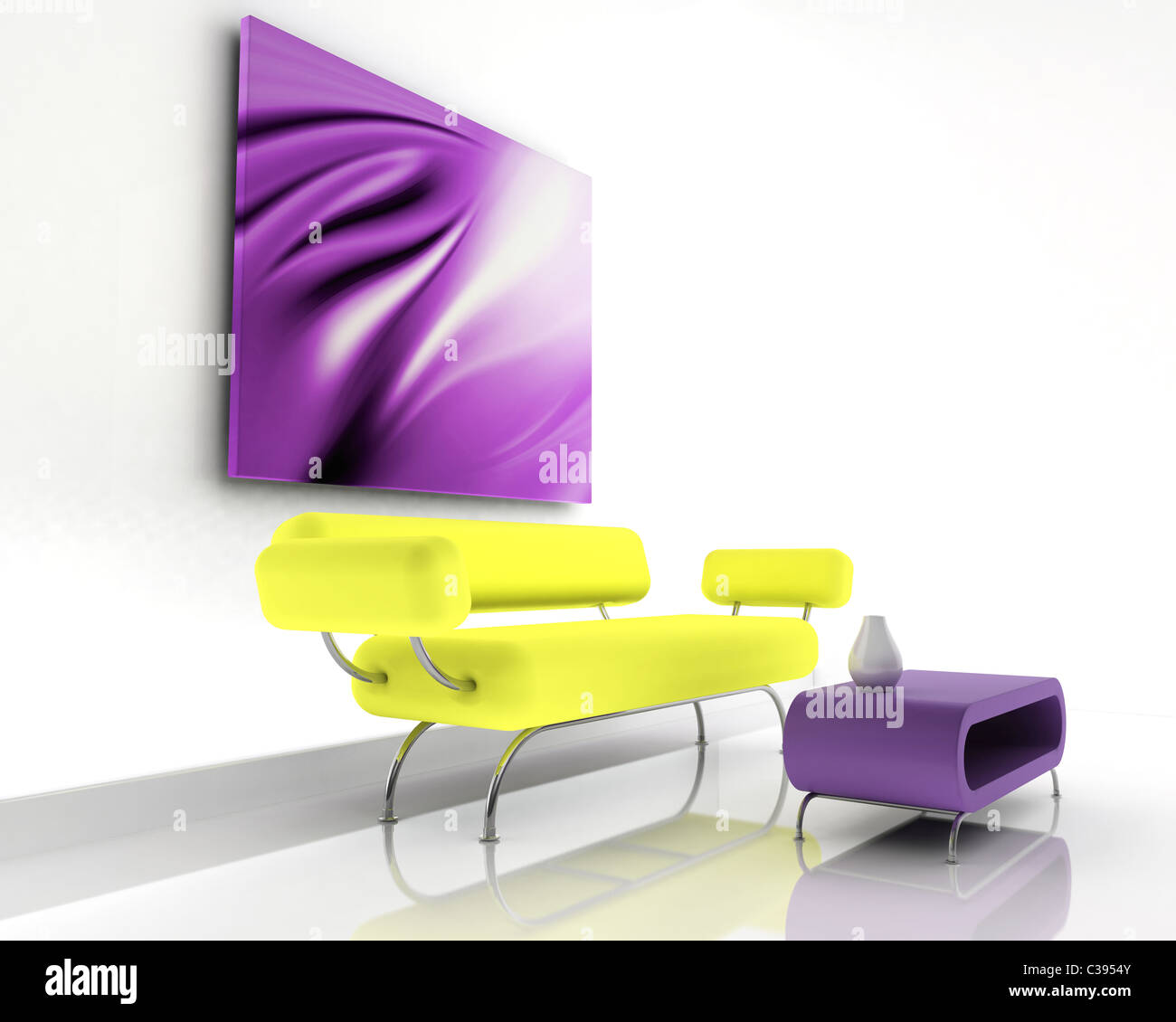 3d render of sofa in a contemporary room Stock Photo