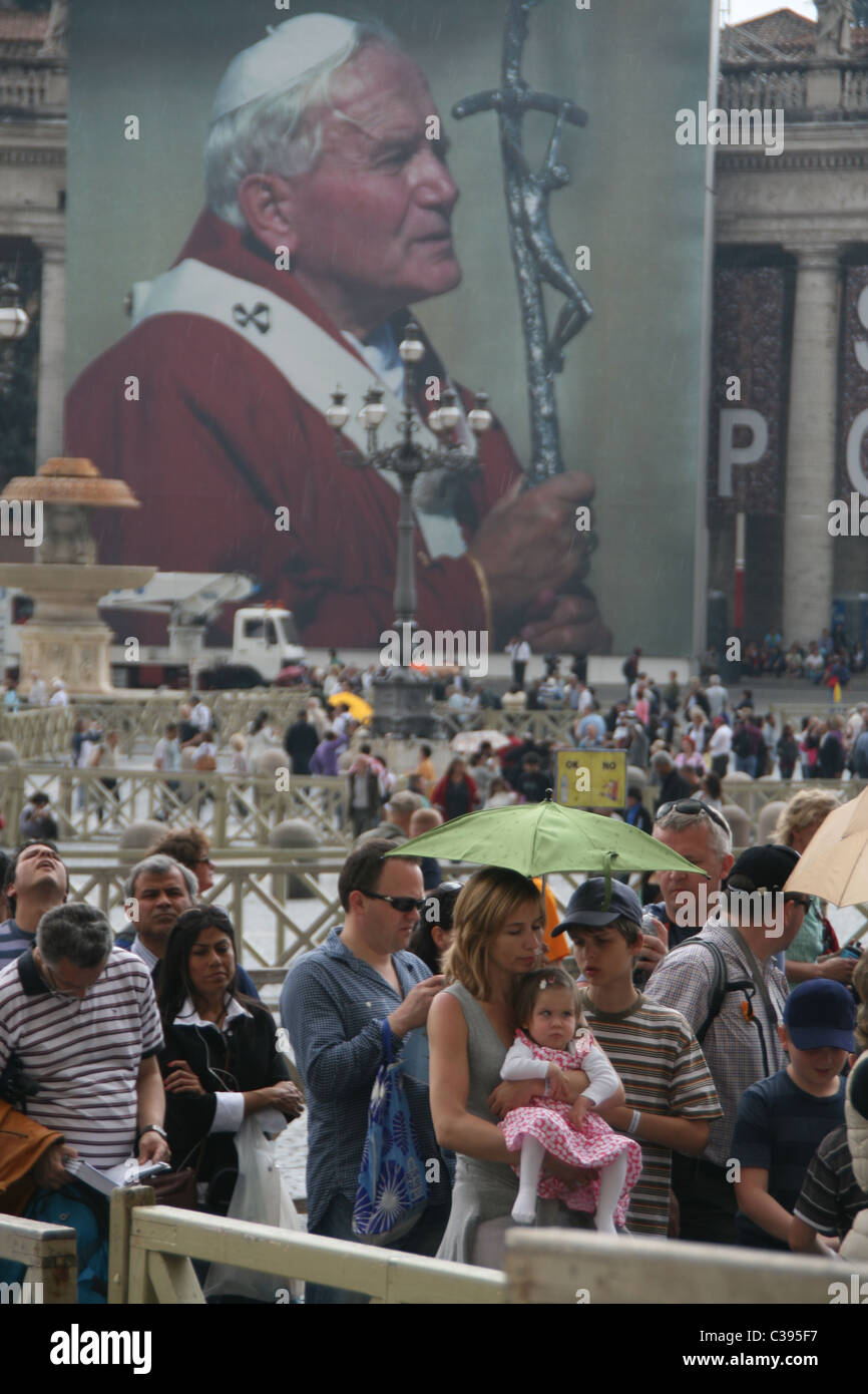 people in saint peter's square before the beatification of pope john ...