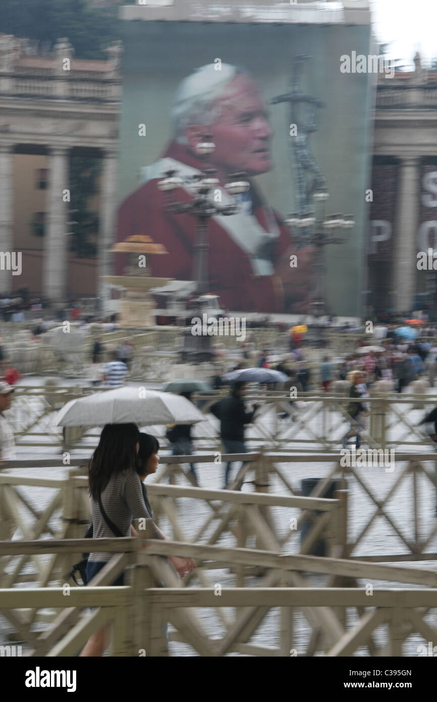 people in saint peter's square before the beatification of pope john ...