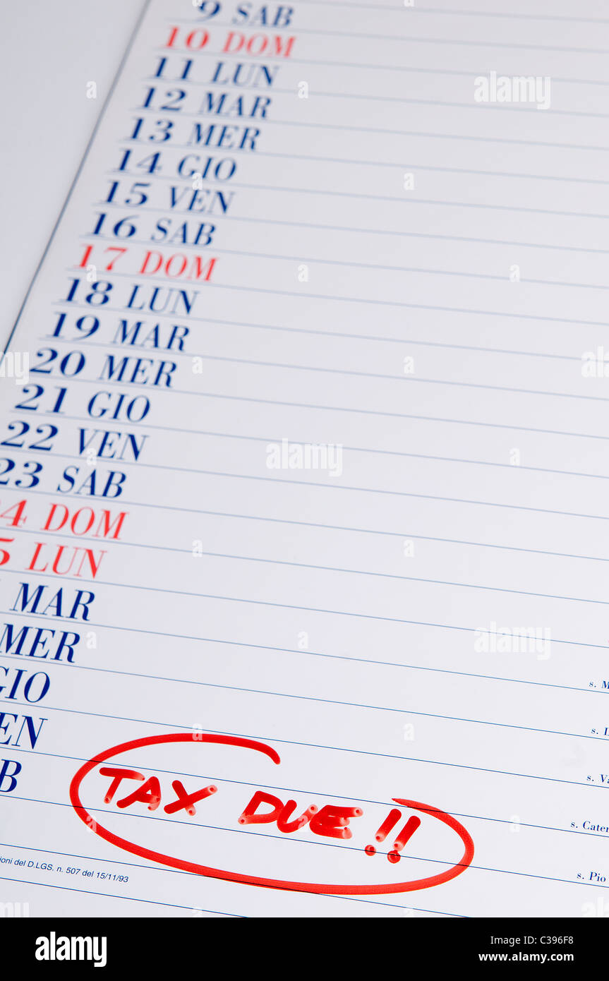 Tax Due Sign Money calendar sign hi-res stock photography and images - Alamy