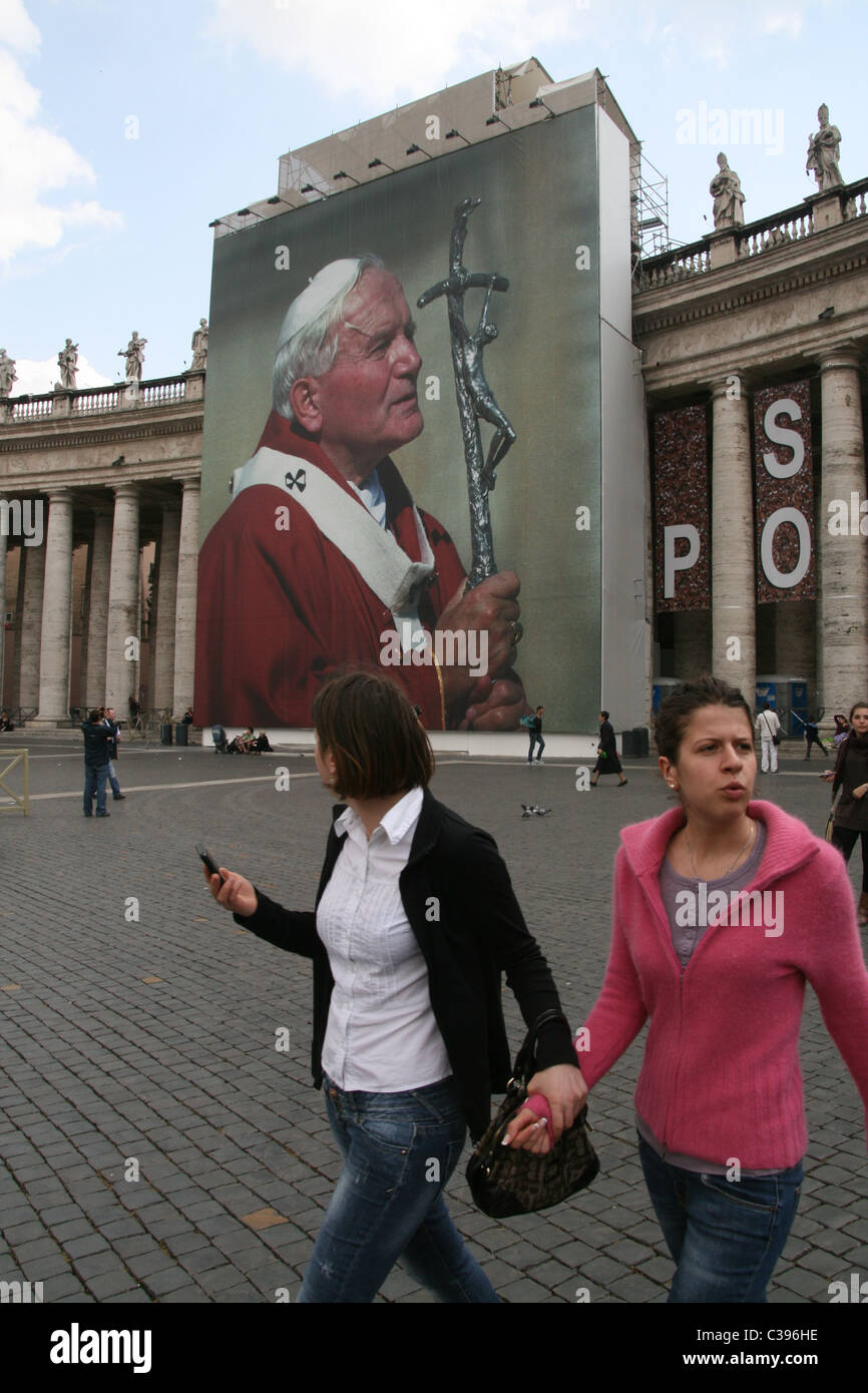 people in saint peter's square before the beatification of pope john ...