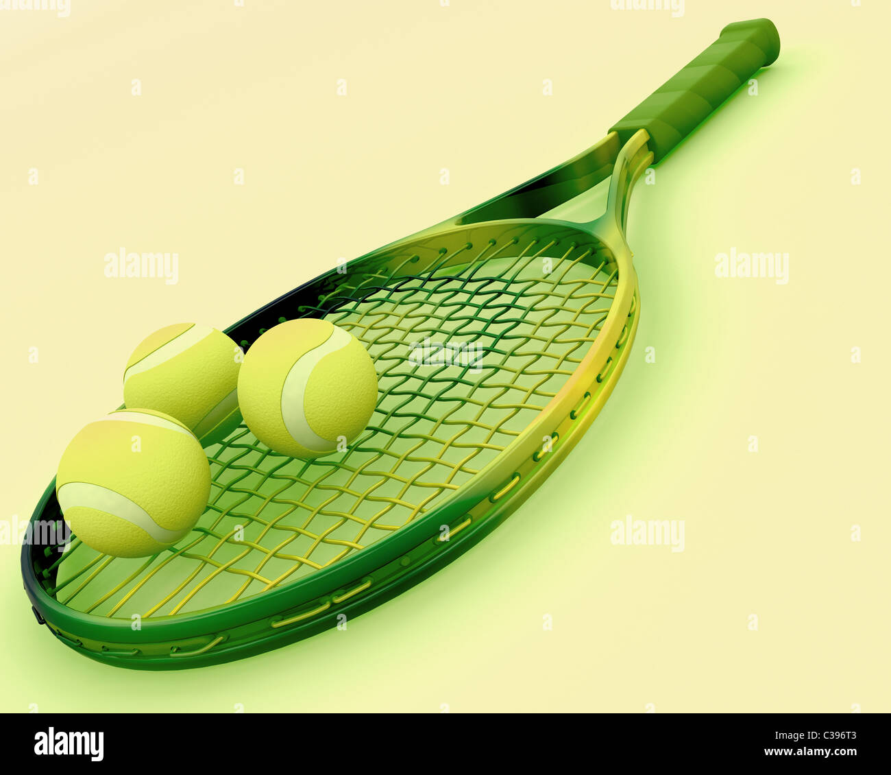 3d render of a tennis racket and balls Stock Photo Alamy