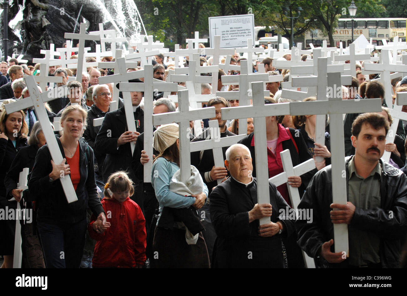 Anti-abortion protest in a silent march, Berlin, Germany Stock Photo