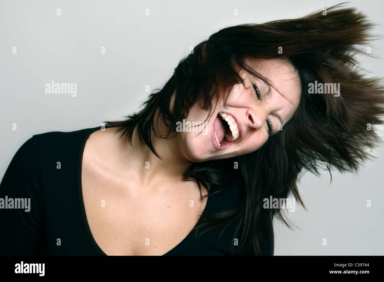A screaming woman Stock Photo