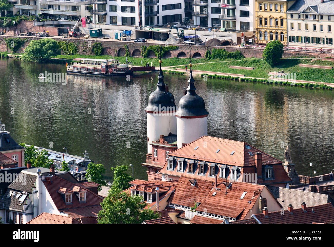 Heidelberg old bridge gate and neckar riverside hi-res stock ...