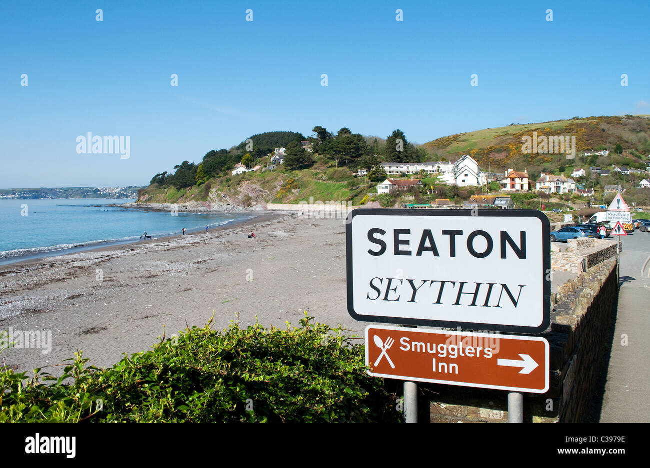 The beach at Seaton in Cornwall, UK Stock Photo