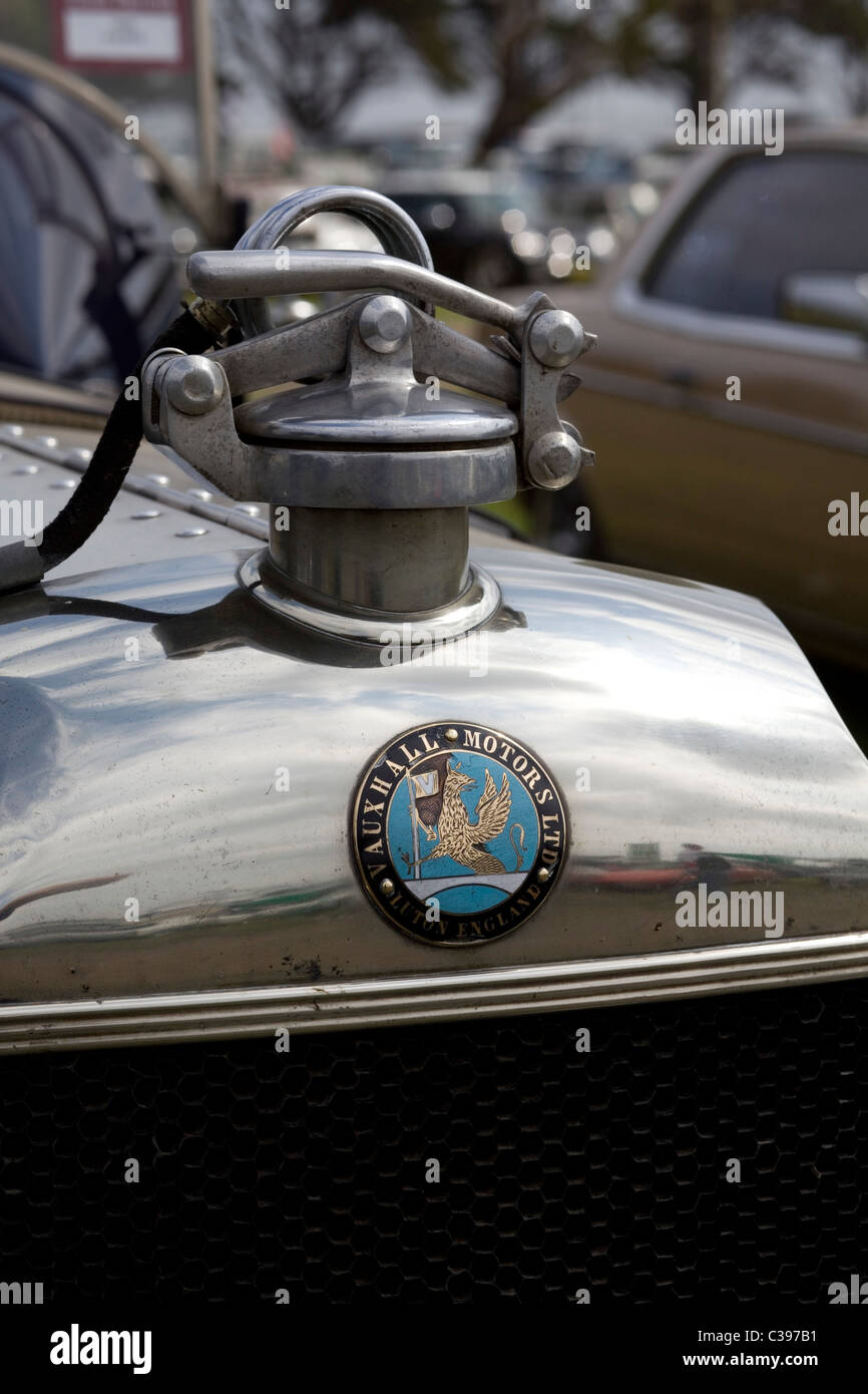 Radiator Cap on Vintage Vauxhall Car Stock Photo