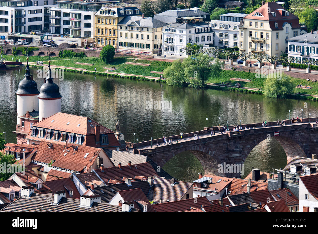 Heidelberg old bridge gate and neckar riverside hi-res stock ...