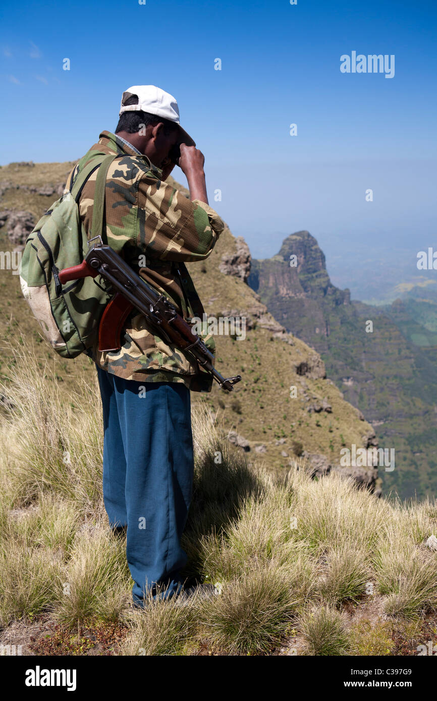 Simien Mountains scout Stock Photo