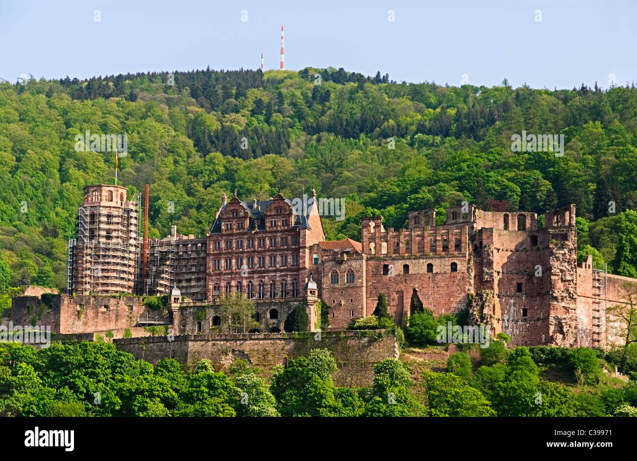 Castle ruins Heidelberg Schloss, Neckar, Germany, Europe Stock Photo