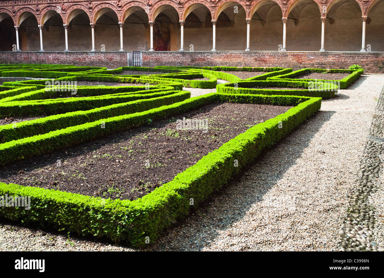 Certosa di Pavia, inner garden monastery detail Stock Photo