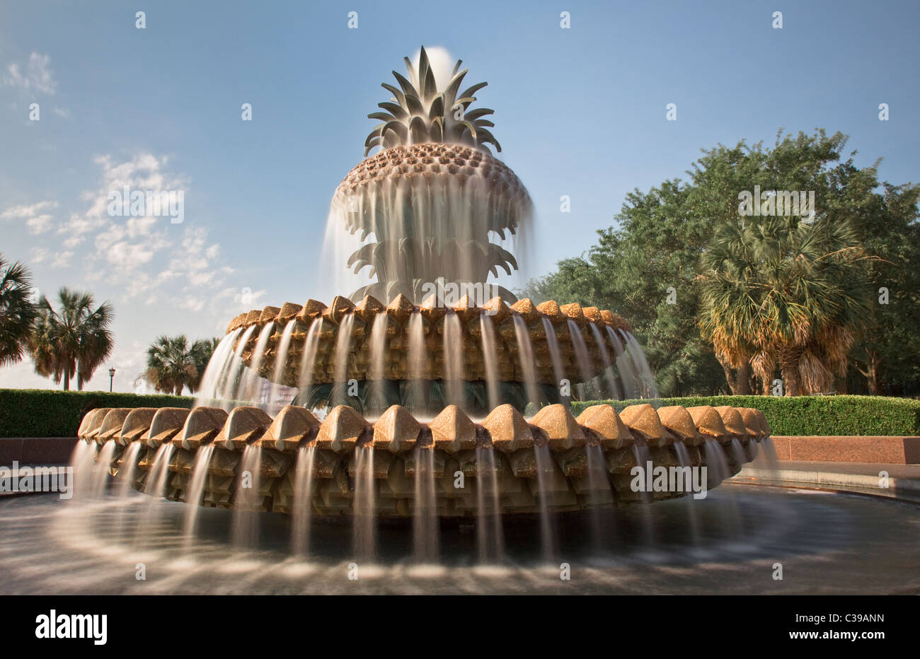 Waterfront Park Charleston South Carolina Pineapple Fountain Stock