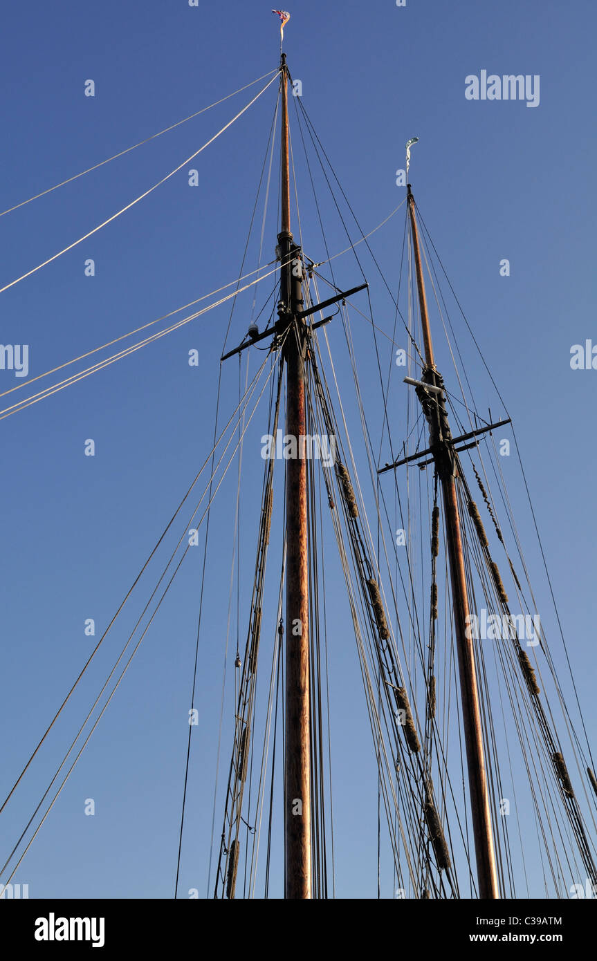 sailing ship rigging in Victoria harbor, Vancouver Island Stock Photo
