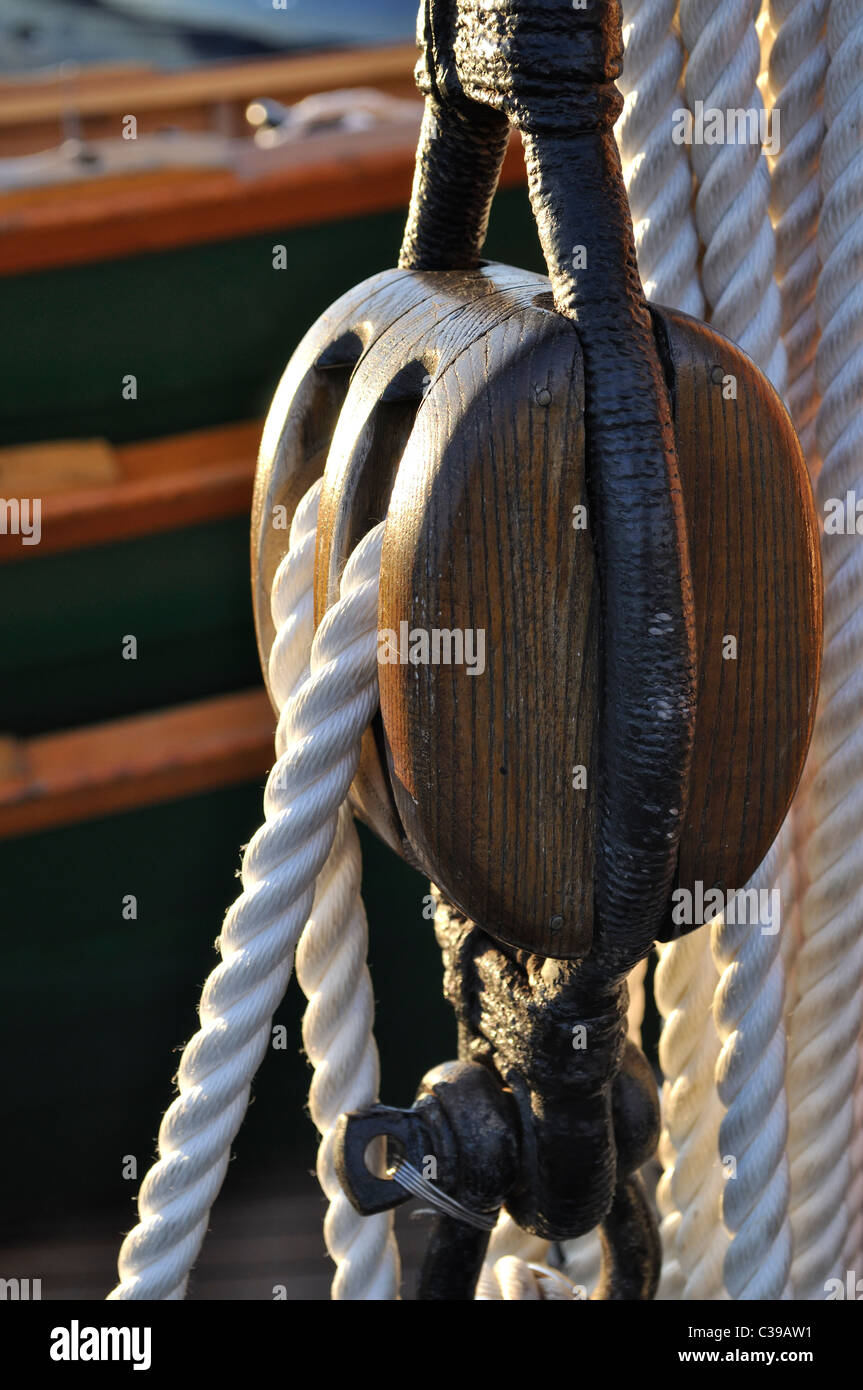 sailing ship rigging in Victoria harbor, Vancouver Island Stock Photo