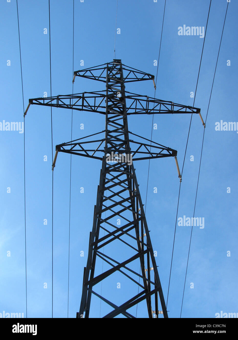 electricity tower over sky Stock Photo
