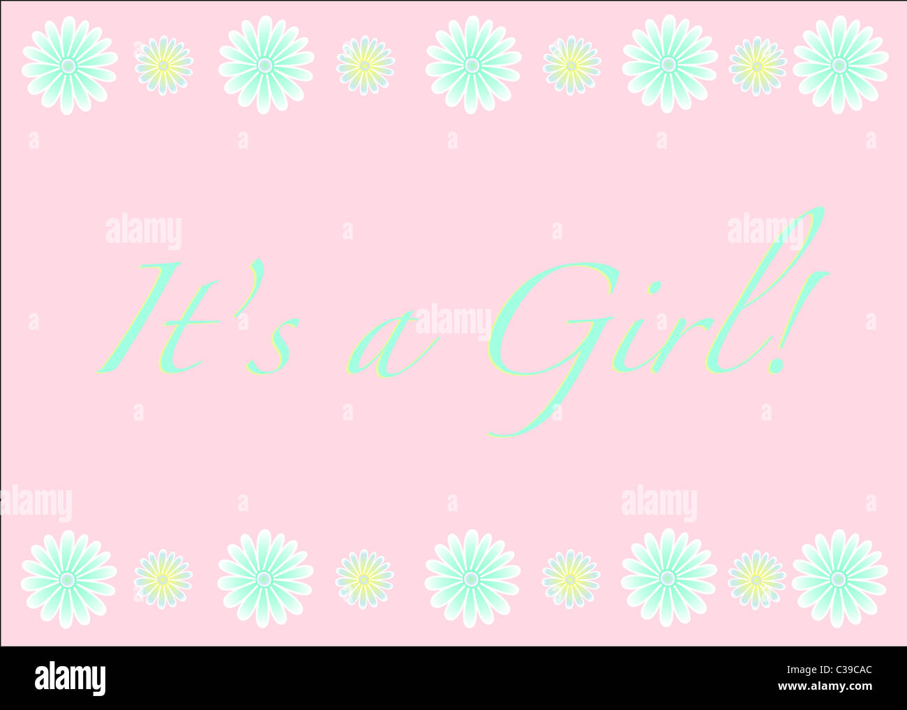 It's a Girl greeting card illustration design Stock Photo