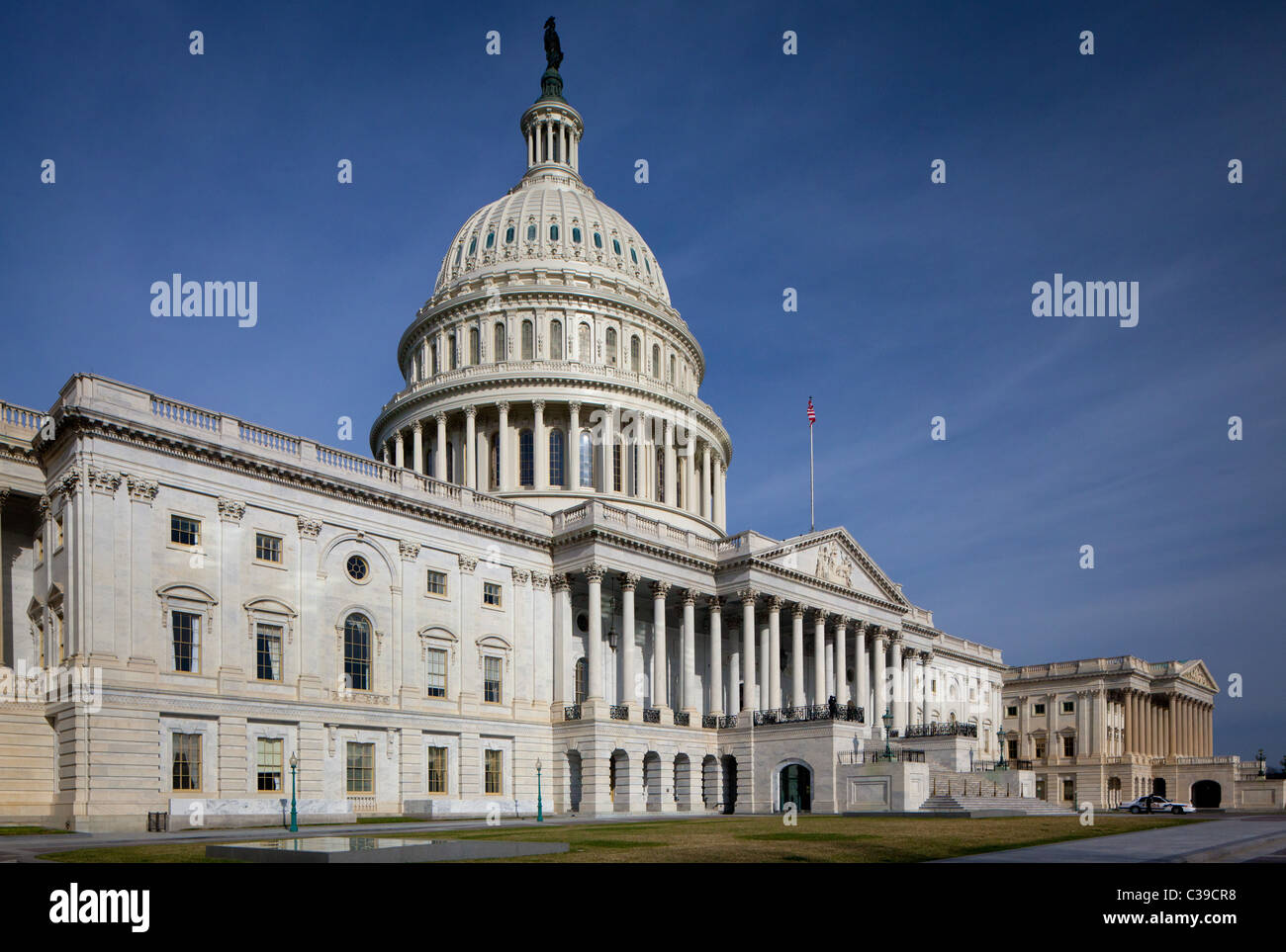 The United States Capitol at the end of the National Mall in Washington, DC Stock Photo