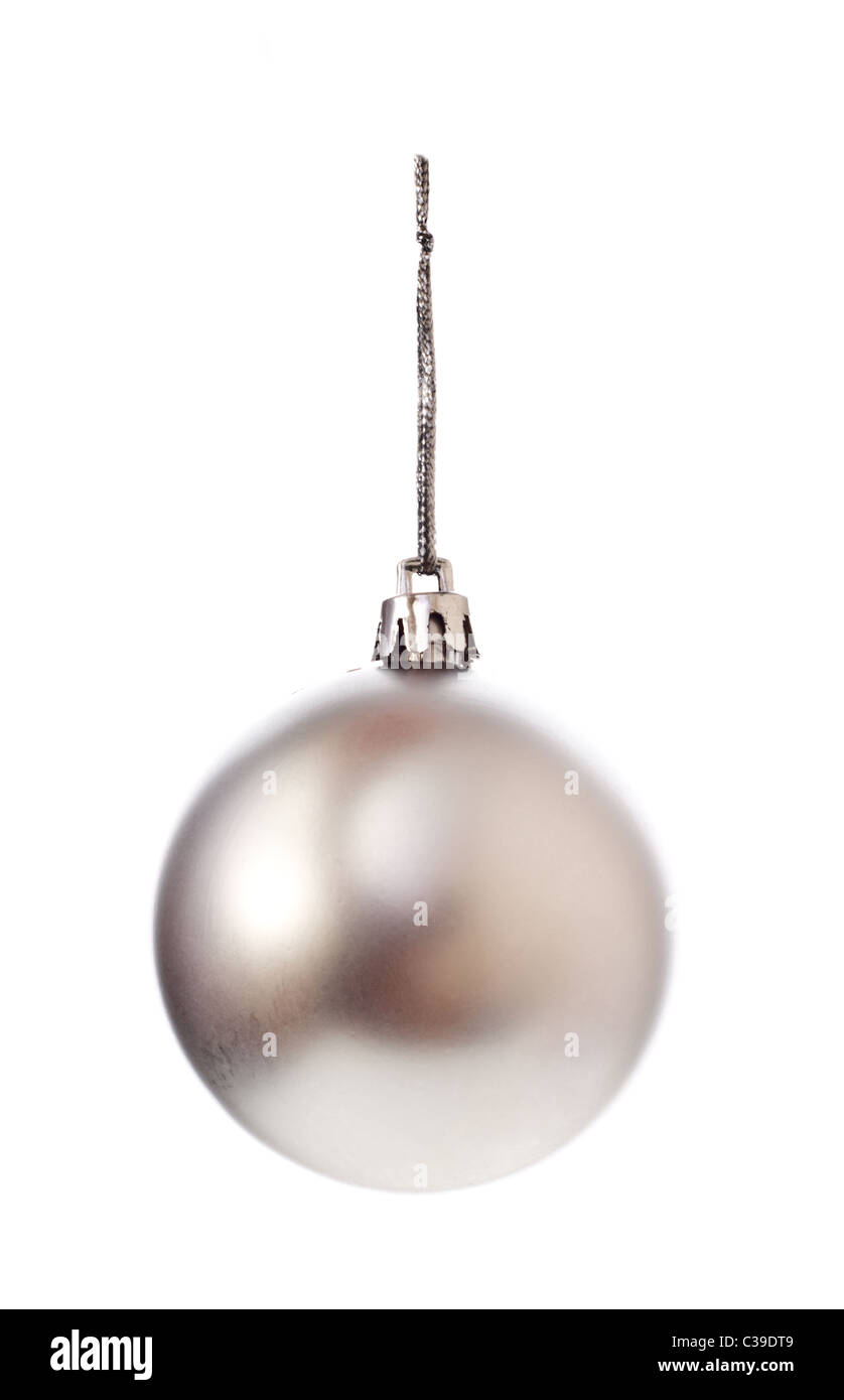silver christmas ball isolated on white background Stock Photo - Alamy