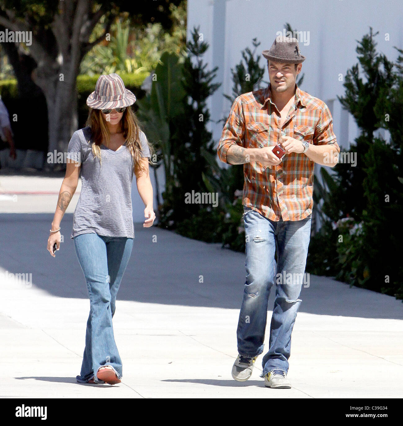 Megan Fox and Brian Austin Green enjoy a day out and about while both wearing hats Los Angeles, California - 07.05.09 WENN.com Stock Photo