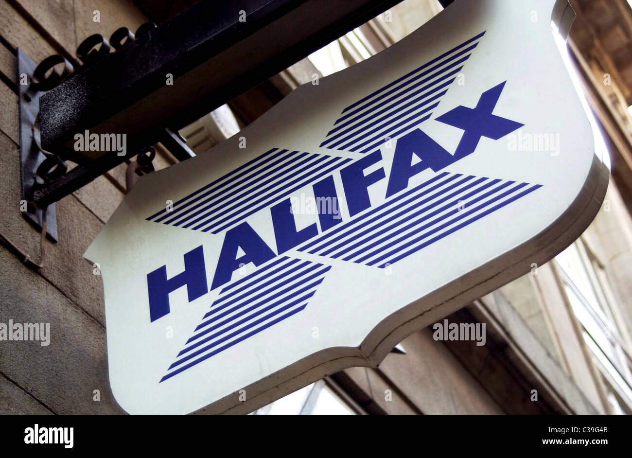 Picture shows the signage of a Halifax store in Central London Stock