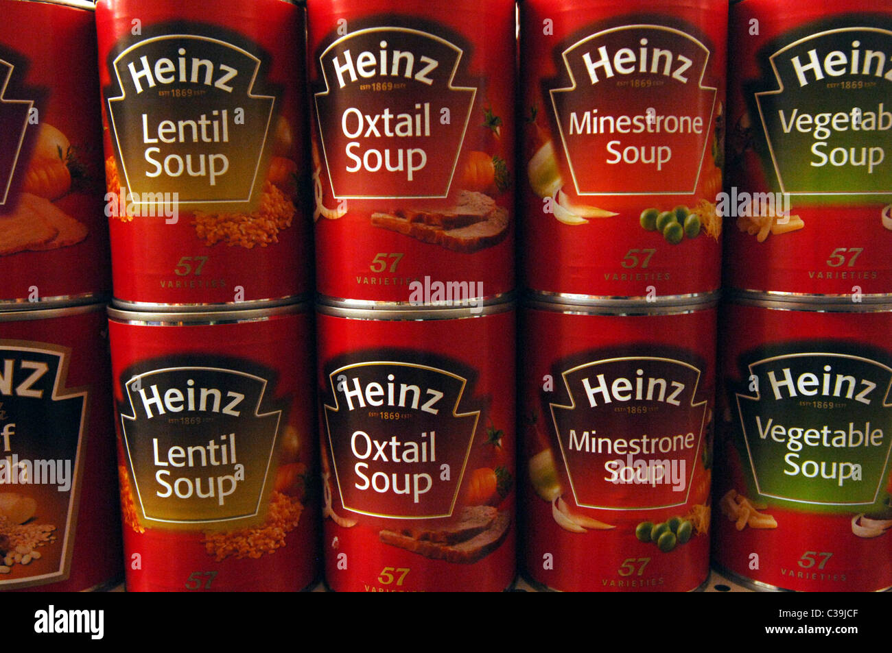 Illustrative image of a selection of Heinz soup varieties Stock Photo