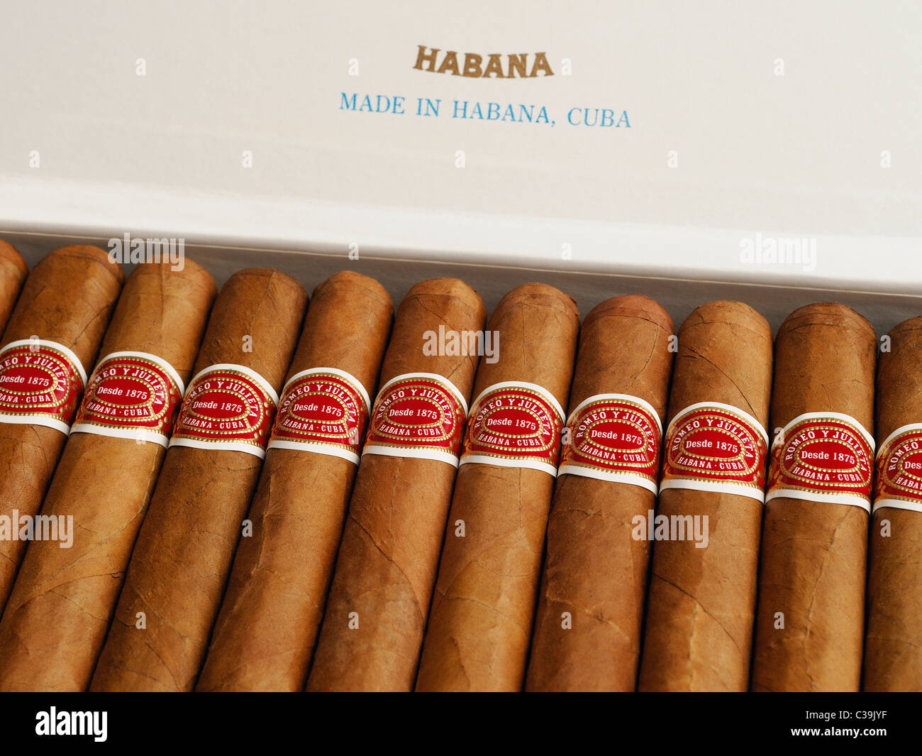 Cuban Cigars made in Cuba by Romeo y Julieta a prestigious cigar brand Stock Photo