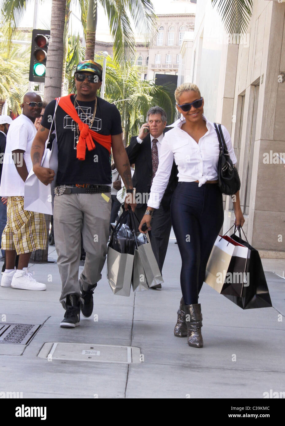 Christina Milian and her boyfriend The-Dream, aka Terius Nash, shop on  Rodeo Drive in Beverly Hills Los Angeles, California Stock Photo - Alamy