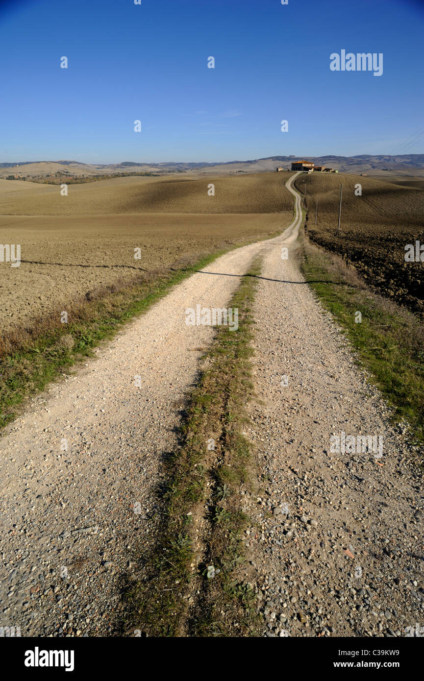 italy, tuscany, val d'orcia, country road Stock Photo