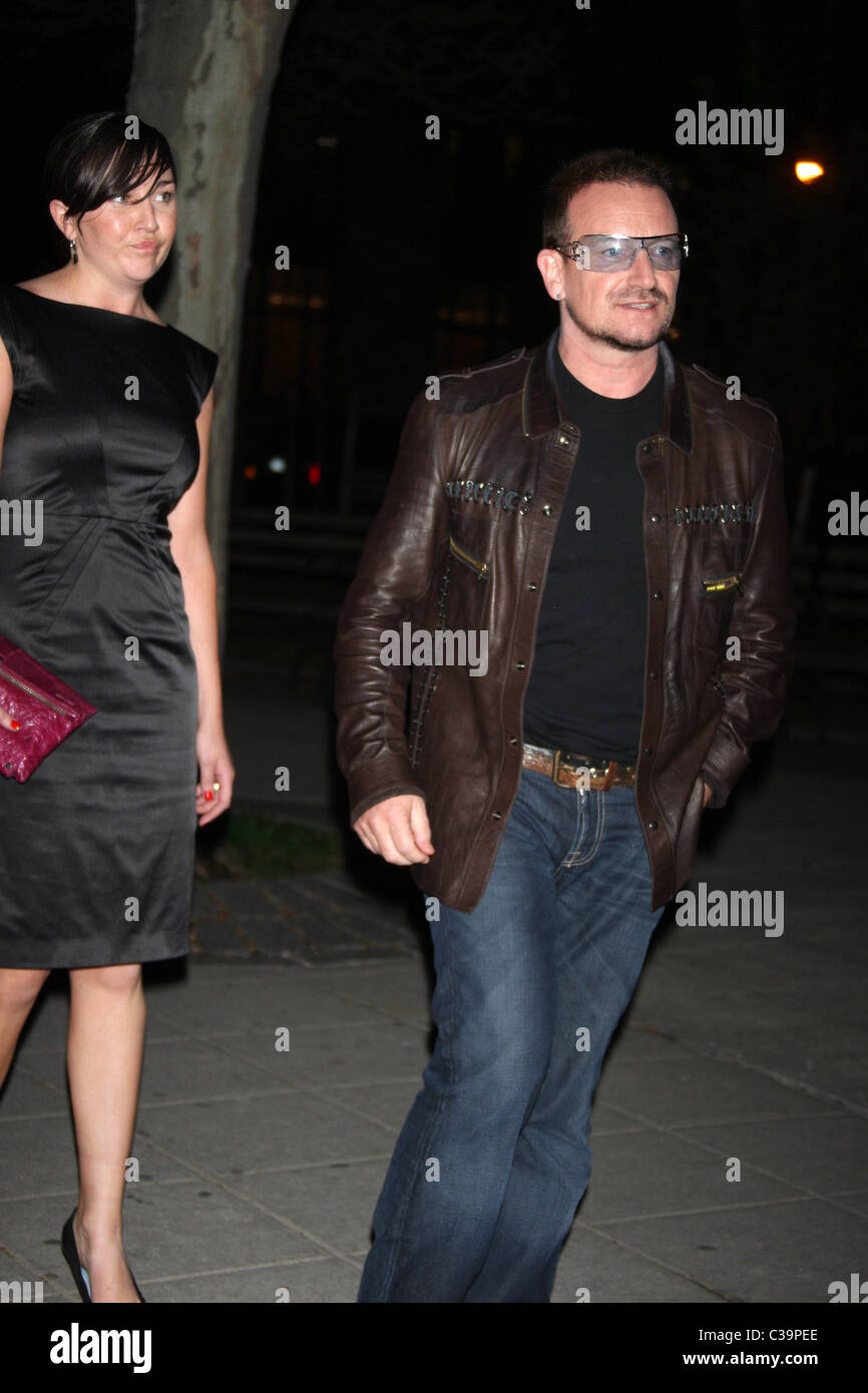 Bono and Ali Hewson attends the Vanity Fair party for the 2009 Tribeca Film Festival at the State Supreme Courthouse. - Stock Photo
