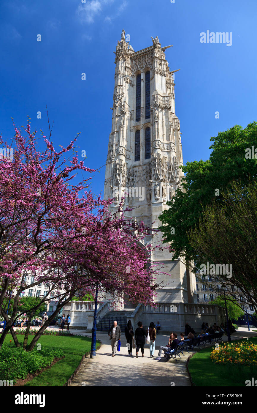 The square de la Tour Saint-Jacques, Paris, France Stock Photo