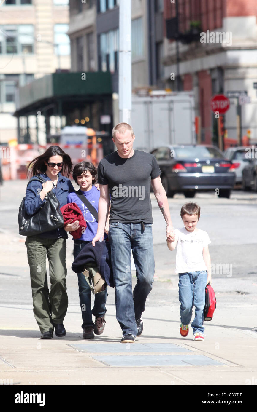 Jennifer Connelly and Paul Bettany pick up their children, Kai and
