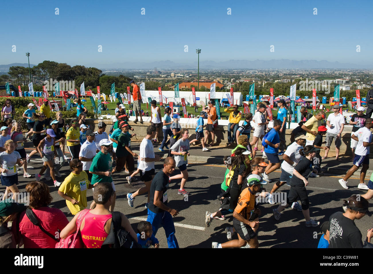 Start of the 5km Fun Run, Two Oceans Marathon, Cape Town, South Africa Stock Photo