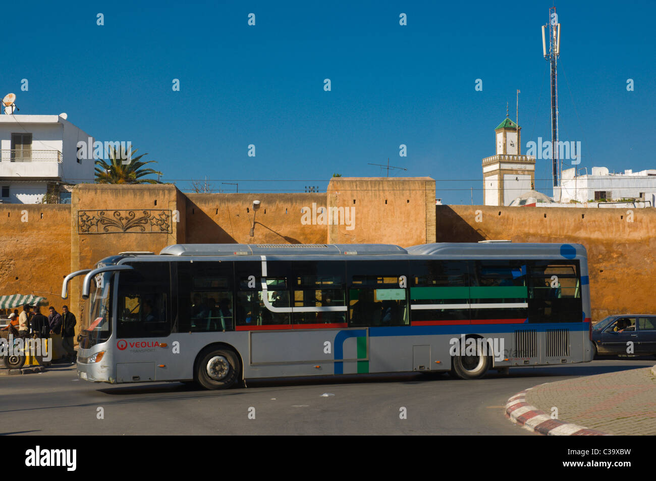 Public transportation bus Avenue Hassan II street central Rabat the capital of Morocco Africa Stock Photo