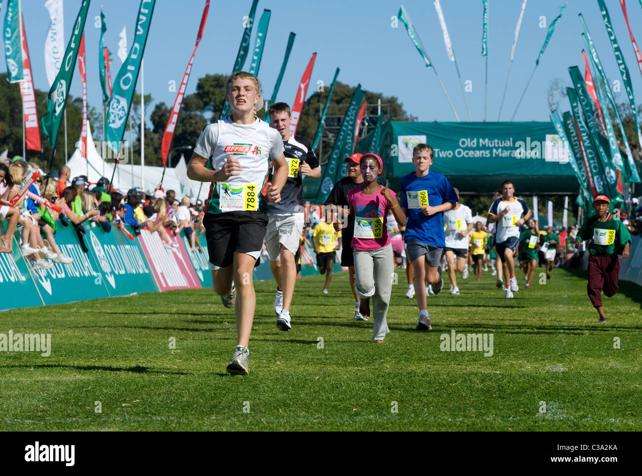 Finishers of the 5km Fun Run, Two Oceans Marathon, Cape Town, South Africa Stock Photo